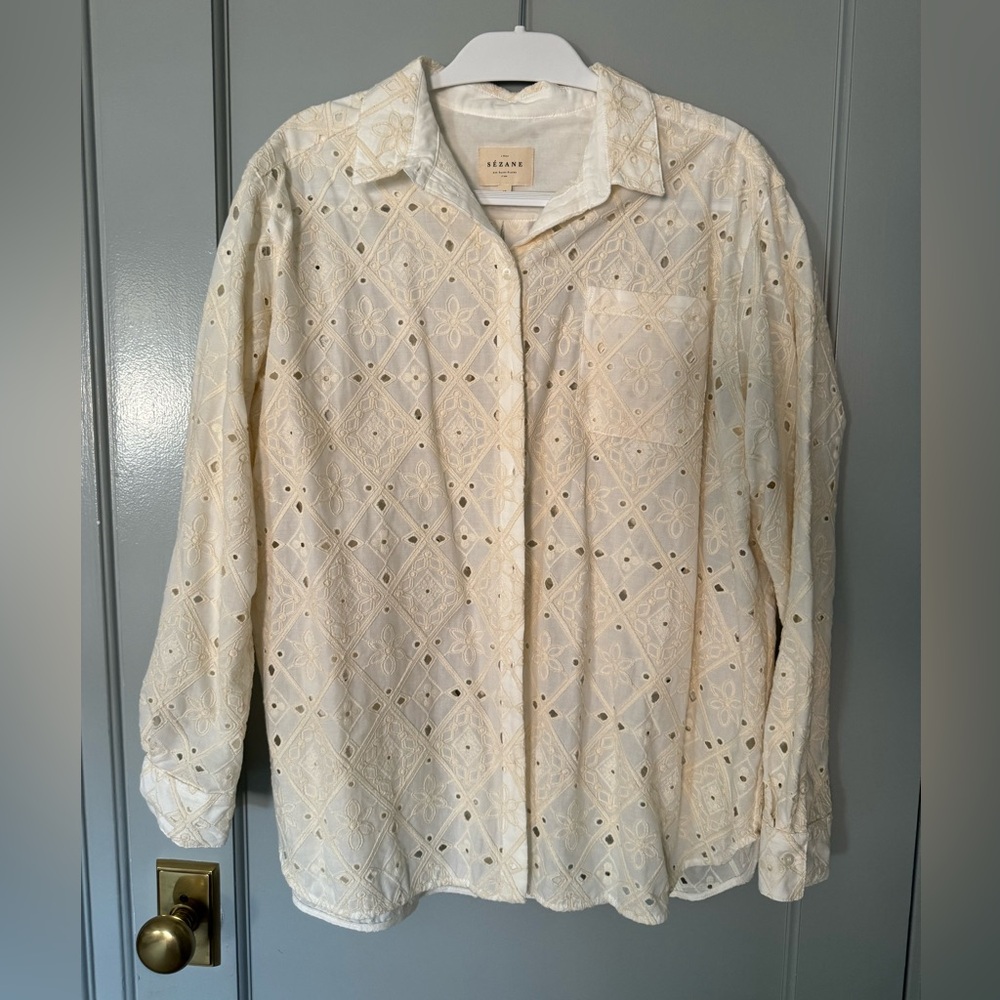 Sezane Max Shirt Ecru Eyelet US 10 (FR Size 42)